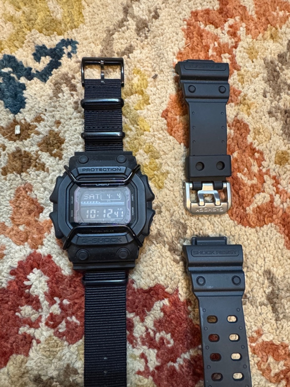Casio G-Shock Black Digital Watch with Black Nylon and Resin Straps